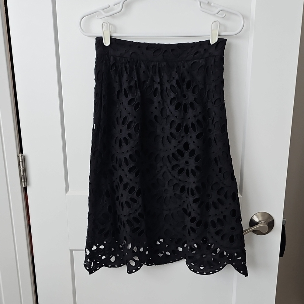 Ann Taylor Black Cutout A-Line Skirt